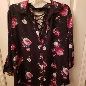 Womens Floral Flowy Blouse Size XL